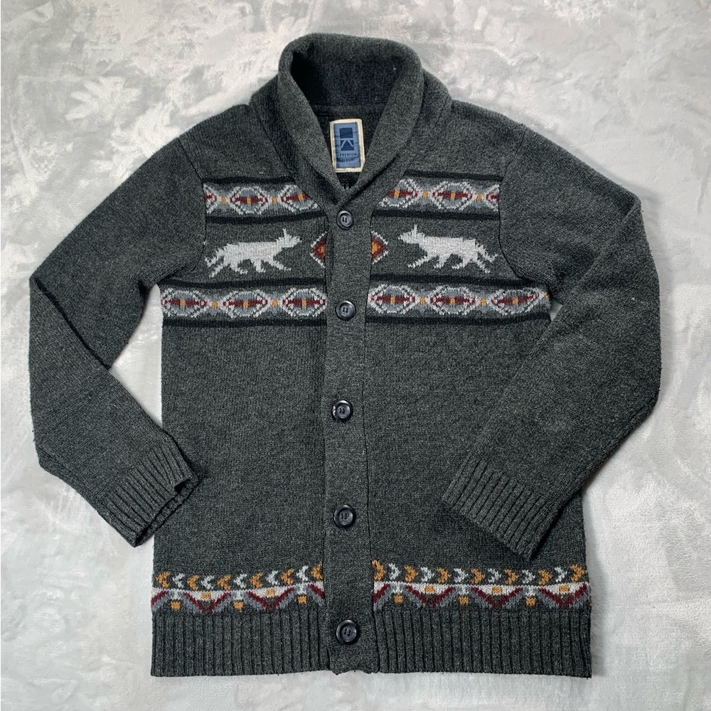 Premium by Kolby Men's Charcoal Patterned Cardigan